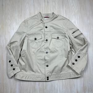 Tommy Hilfiger Canvas Beige Button Stretch Preppy Casual Weekend Jacket 20